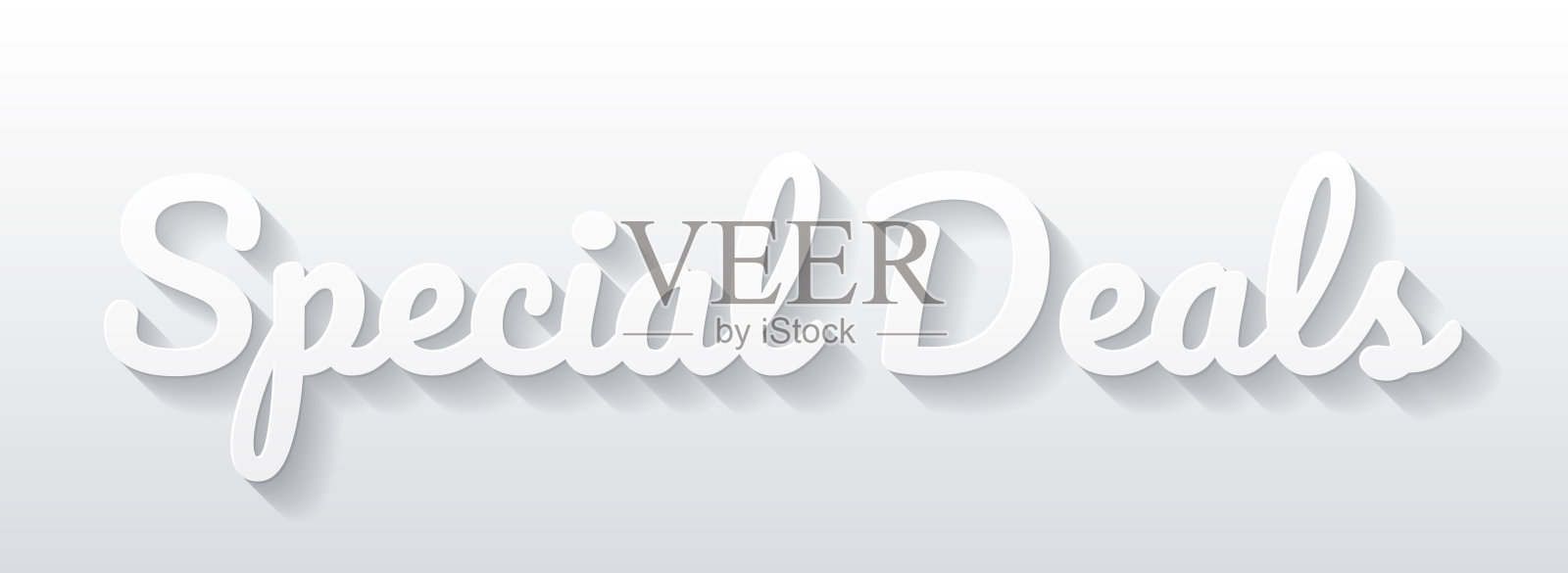 特别优惠 - 纸张剪裁效果的扁平化设计，置于空白背景上插画图片素材