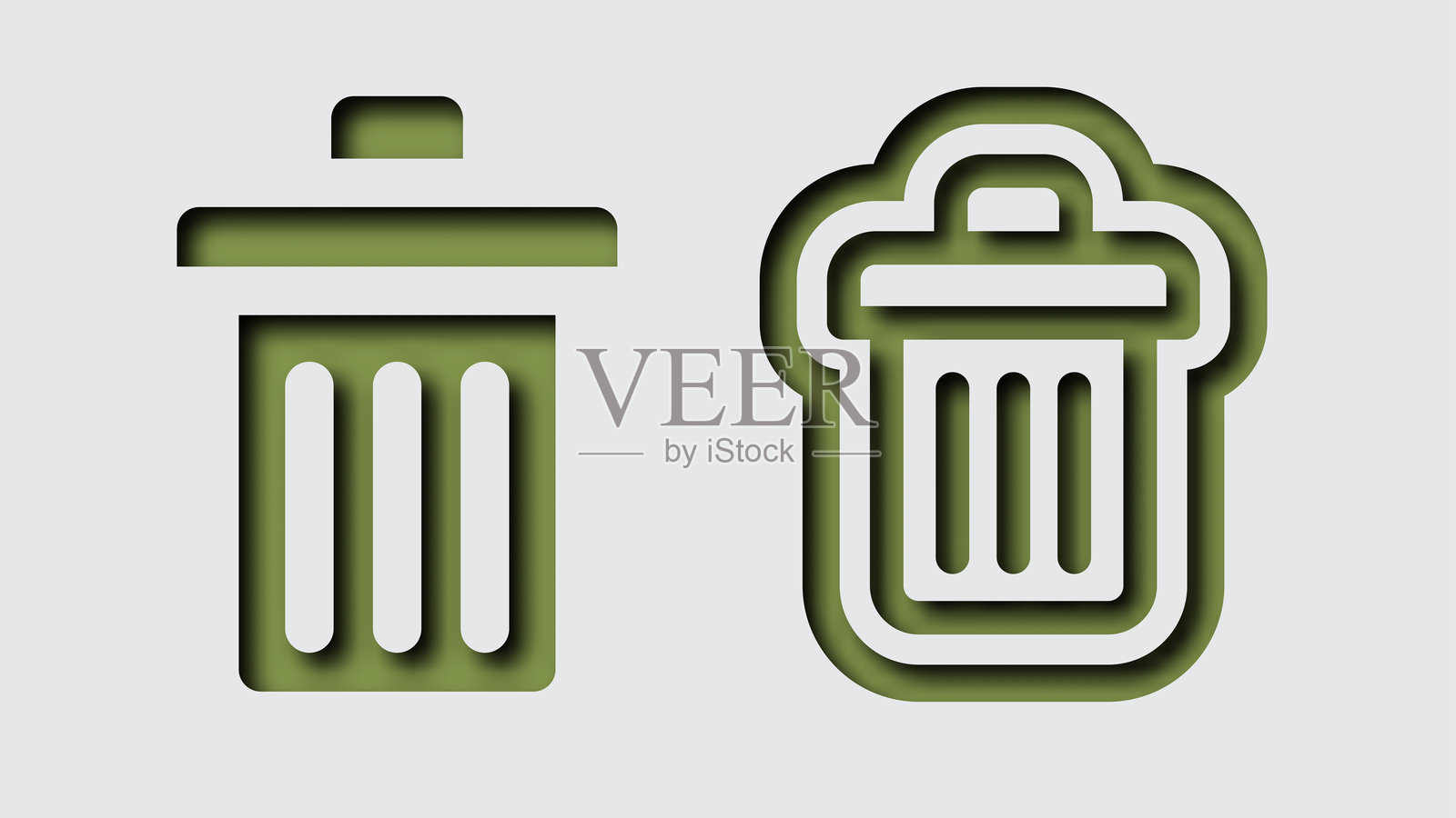 纸张剪纸风格的垃圾图标集插画图片素材