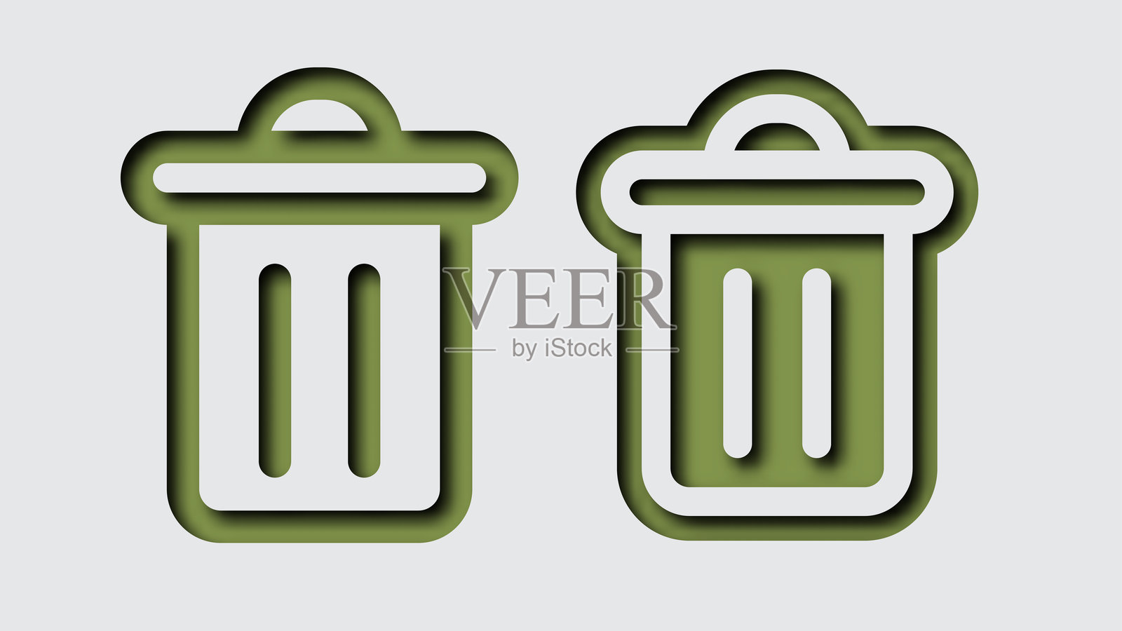 纸剪风格的垃圾图标集插画图片素材