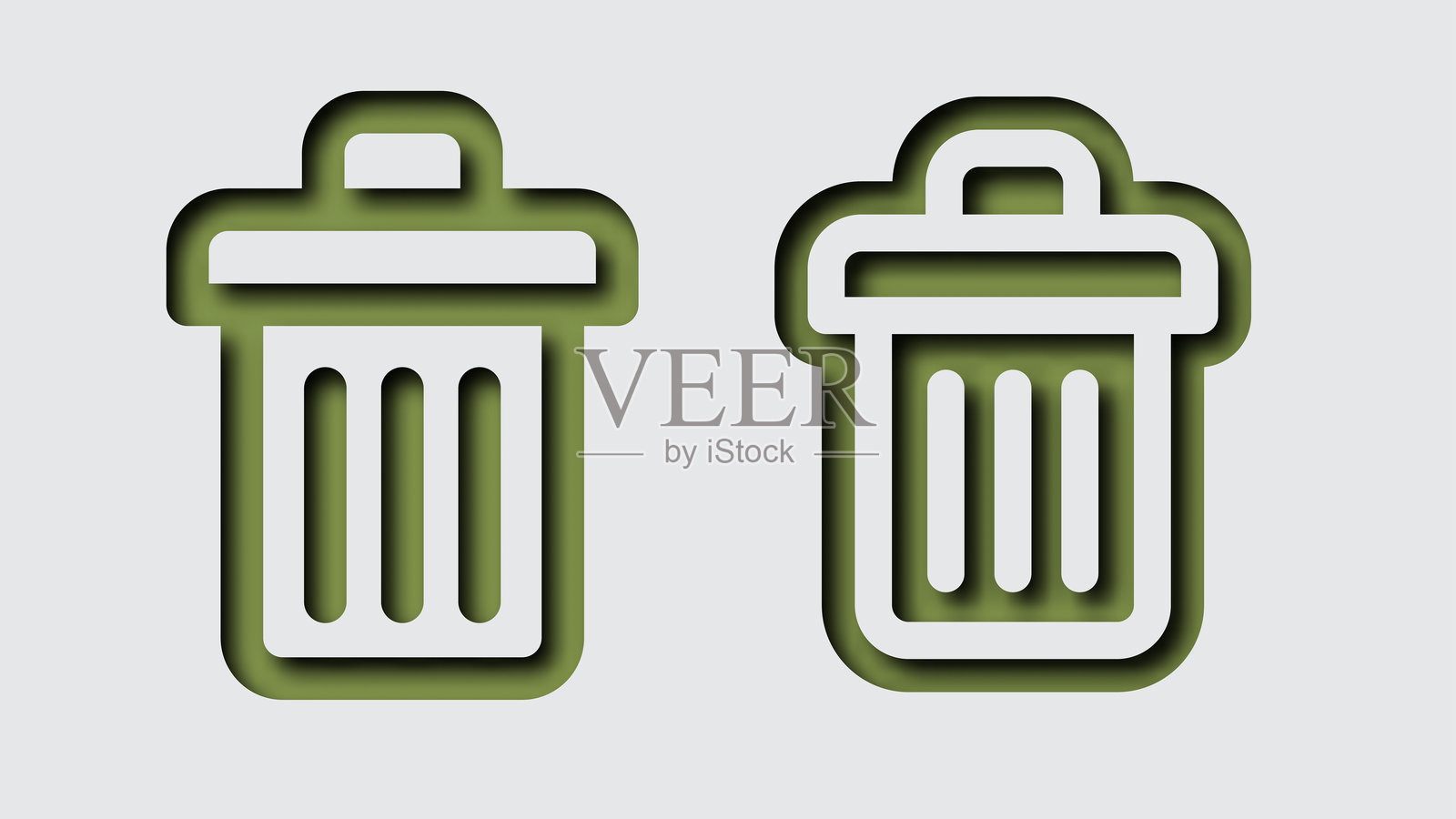 纸张剪裁风格的垃圾图标集插画图片素材