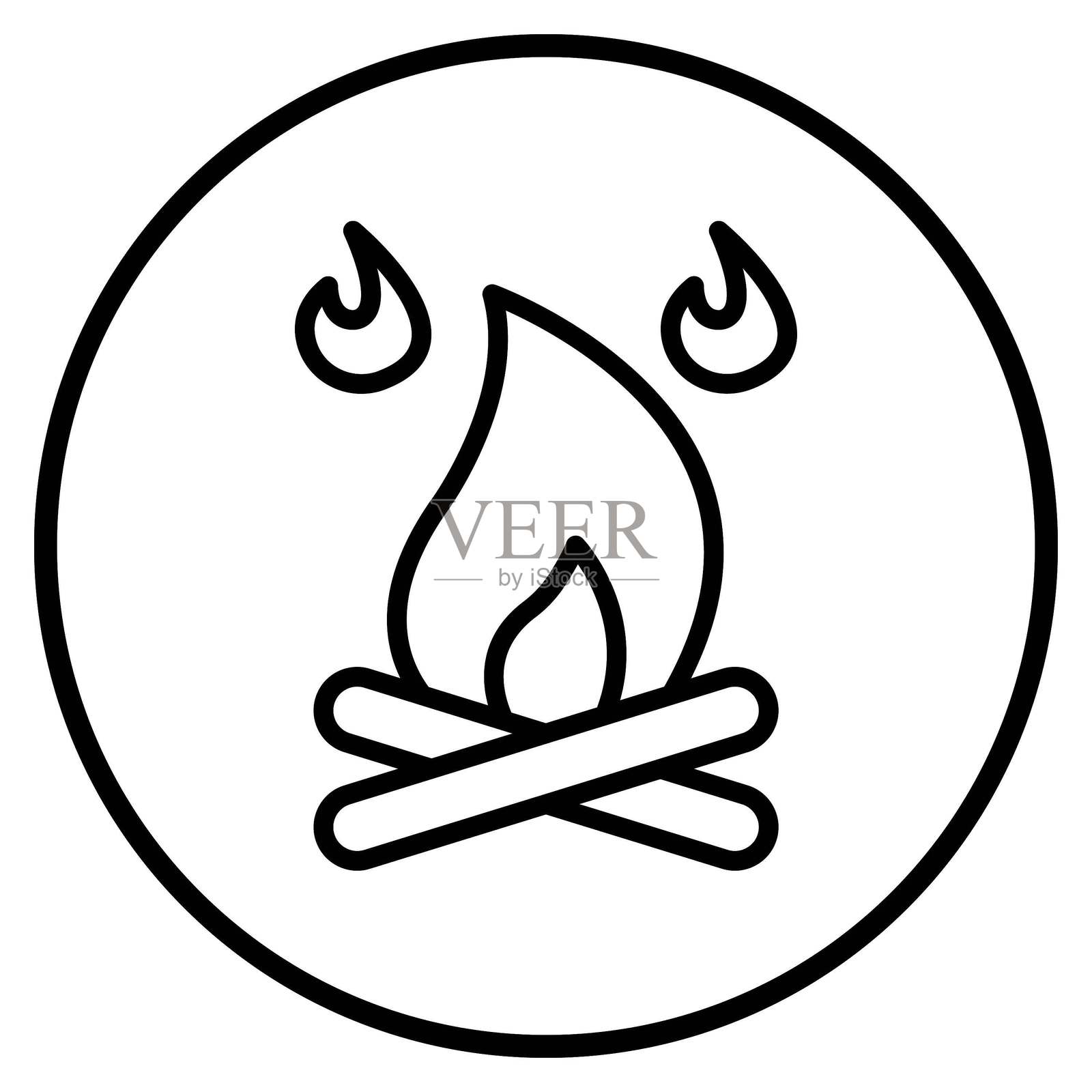 矢量营火图标设计风格插画图片素材
