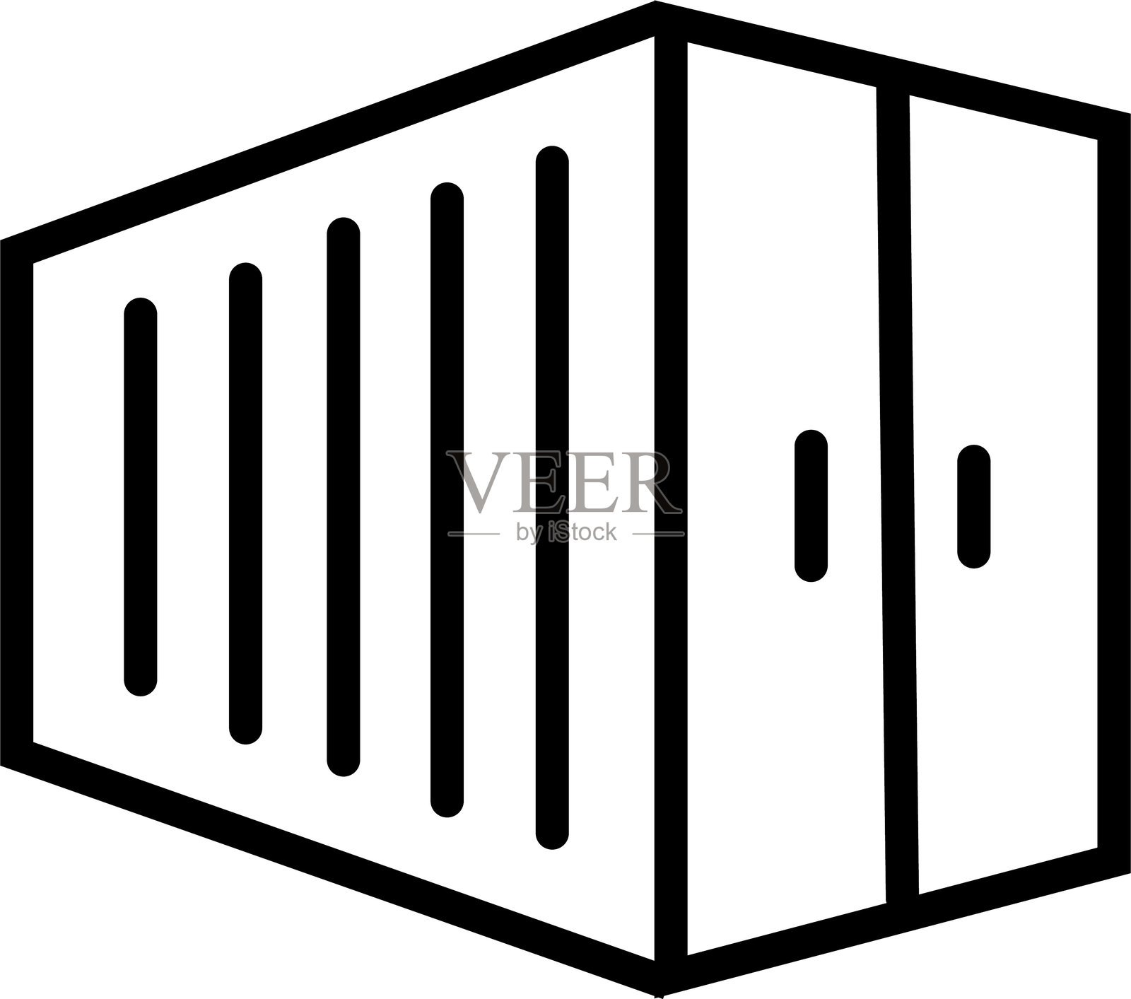 配送服务集装箱图标。包含订单跟踪、送货上门、运输、分销、仓库、卡车、快递和货物图标。发货符号。实心模板设计矢量图。插画图片素材