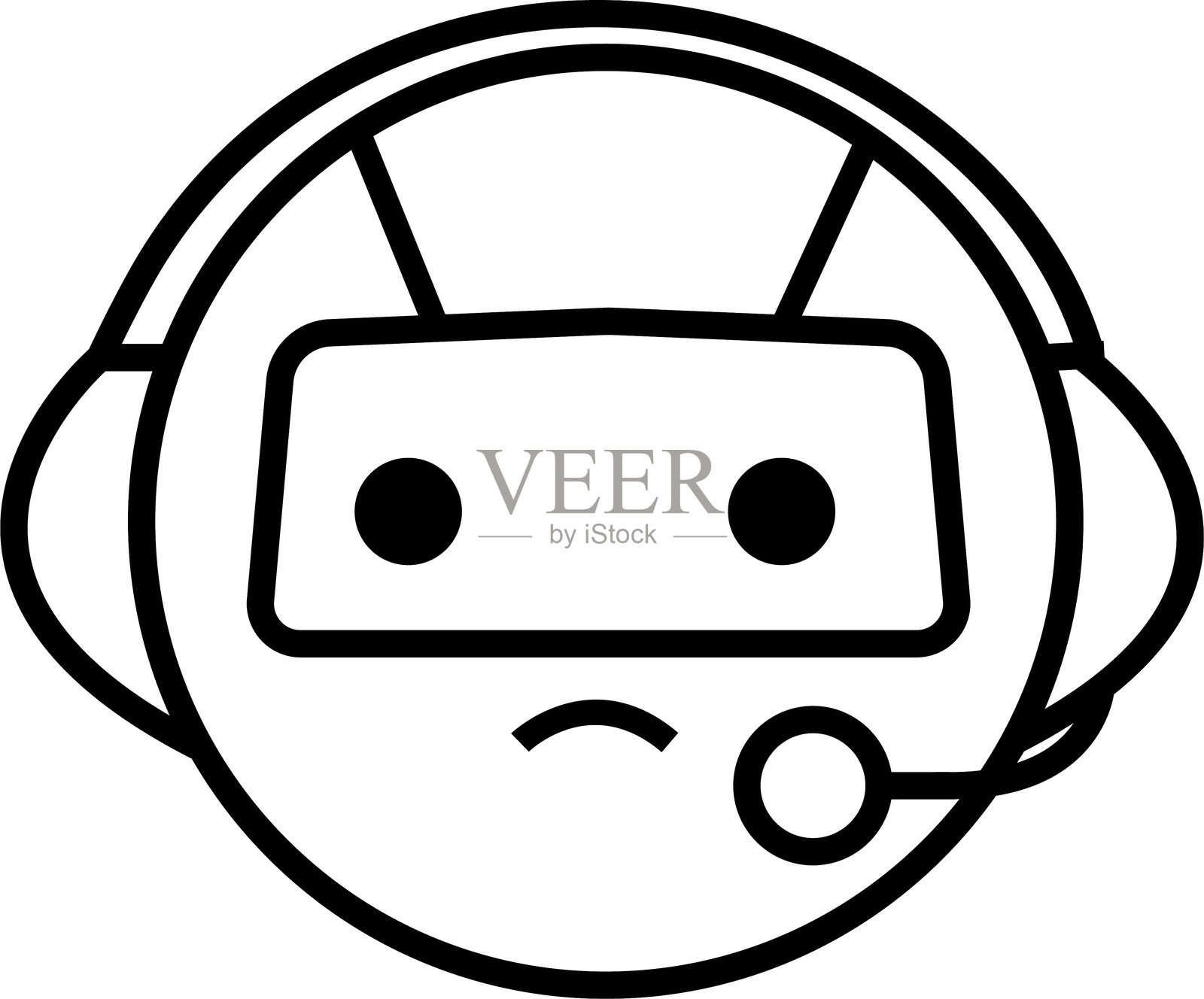 聊天机器人图标，聊天机器人标志设计概念。带语音气泡的可爱机器人图标。支持服务概念机器人标志。矢量模板元素图形设计，透明背景上分离插画图片素材