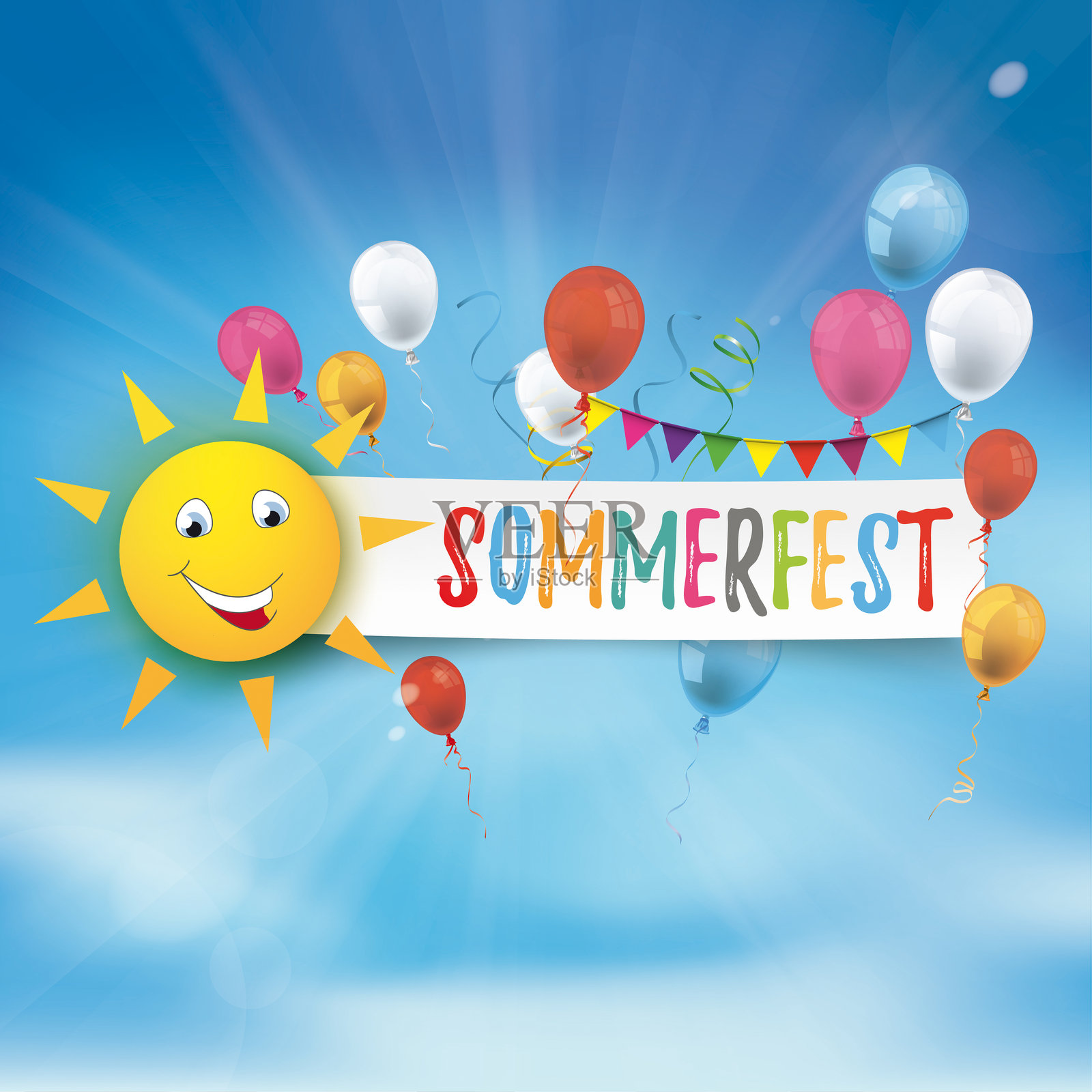 夏日集市。10集矢量文件。插画图片素材