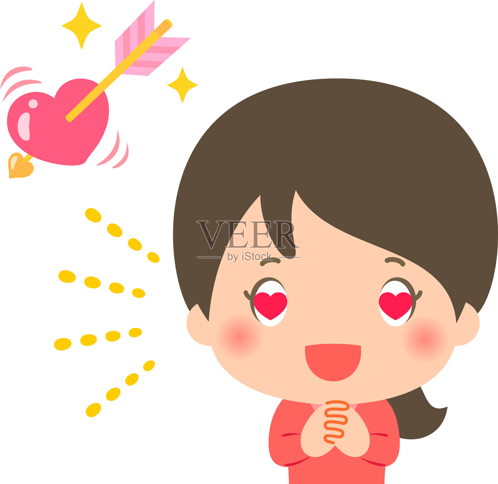 一见钟情的女人插画图片素材