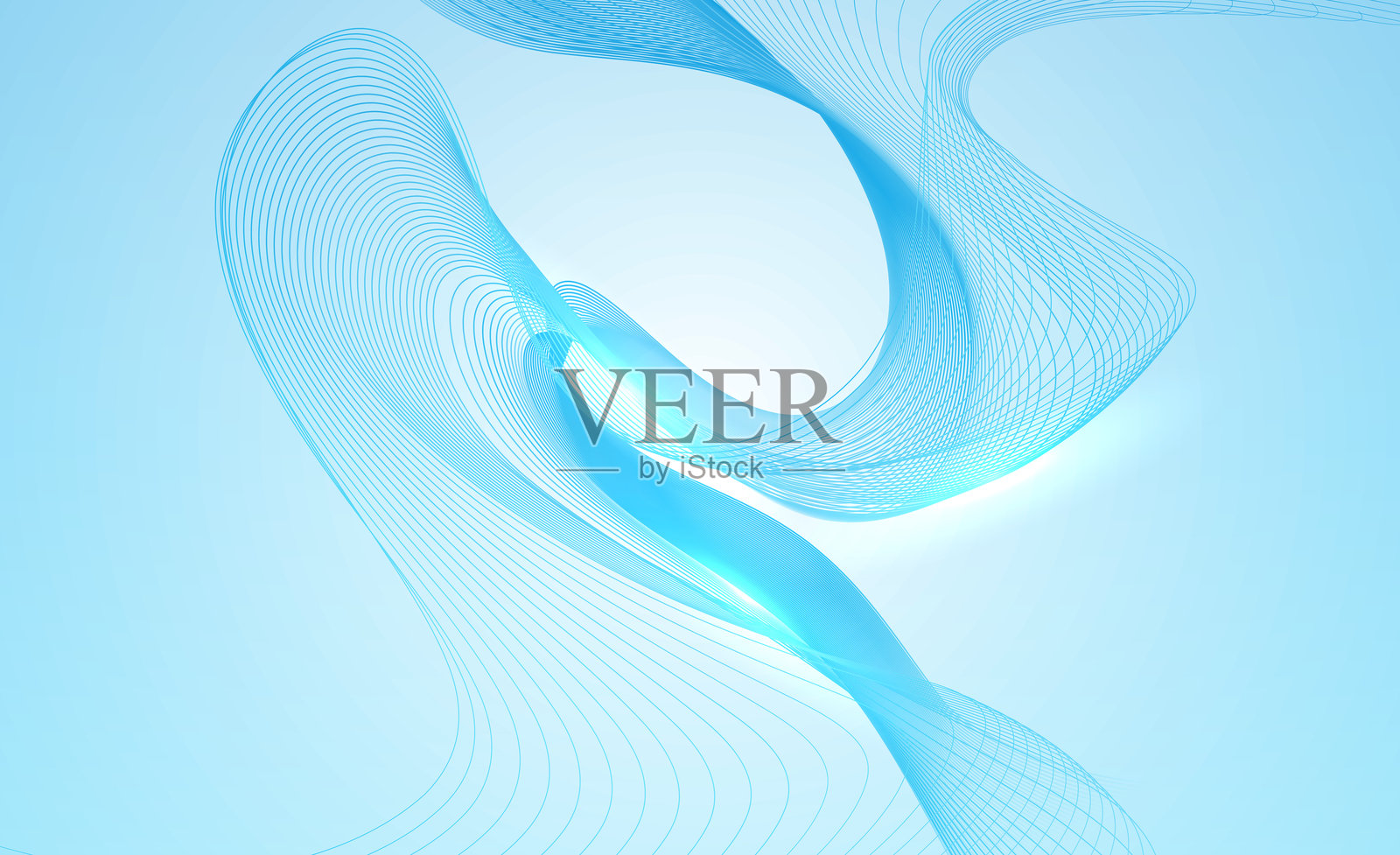 抽象的蓝色波浪线插画图片素材