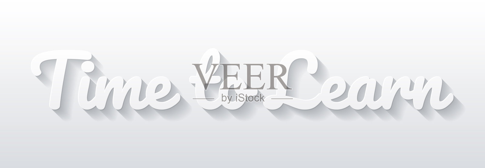 学习时间 - 扁平化设计，纸张剪裁效果，背景空白插画图片素材