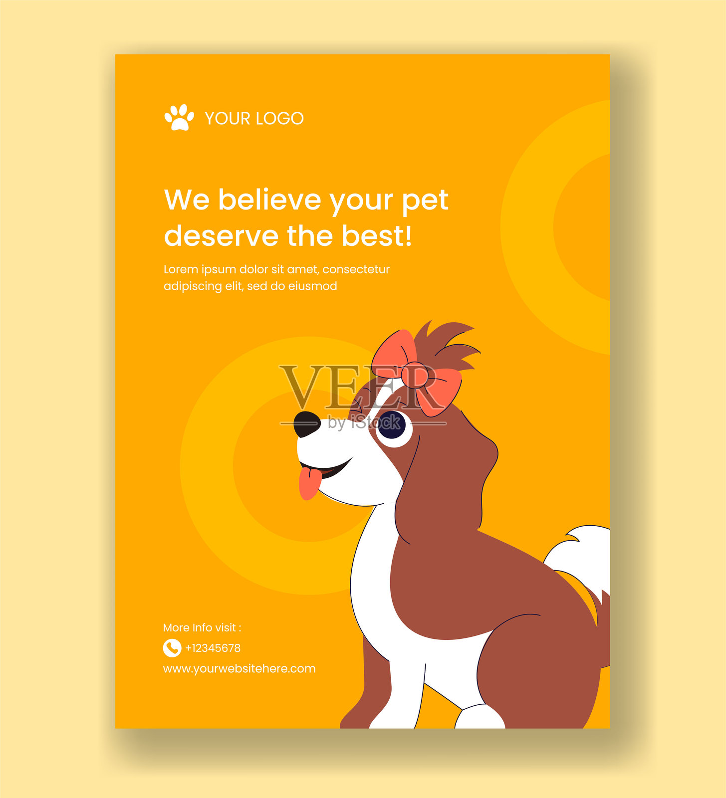 垂直海报 宠物护理服务 平面卡通手绘插画风格插画图片素材