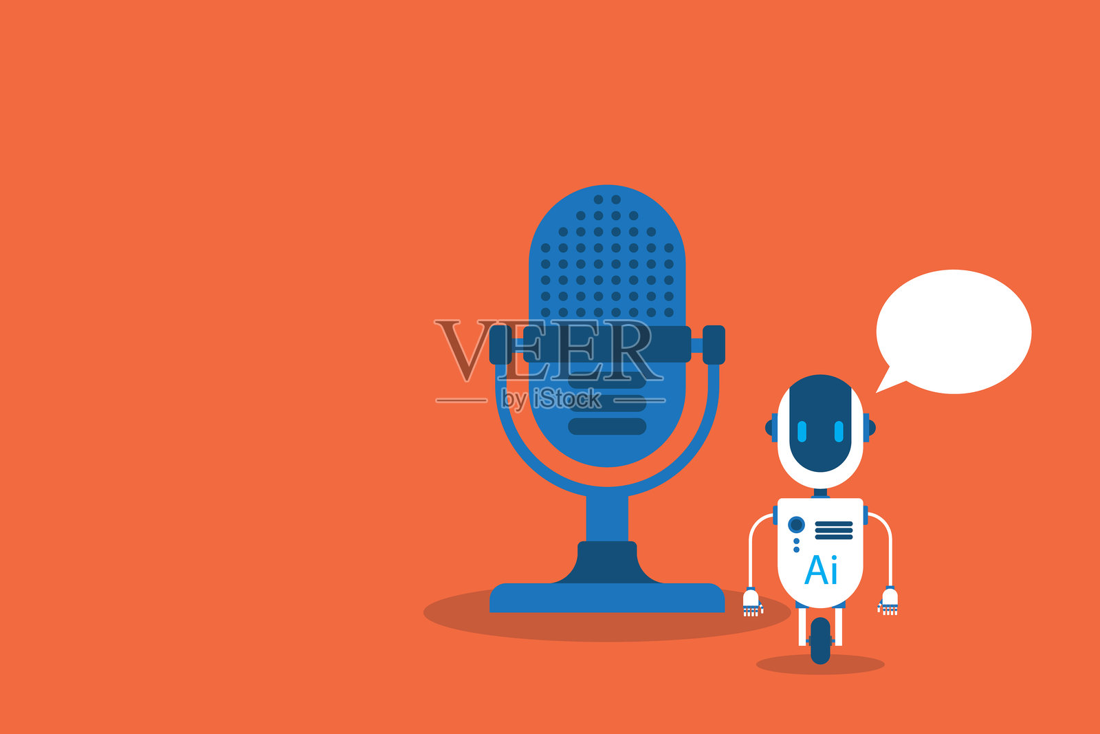 人工智能机器人播客，人工智能聊天机器人播客插画图片素材