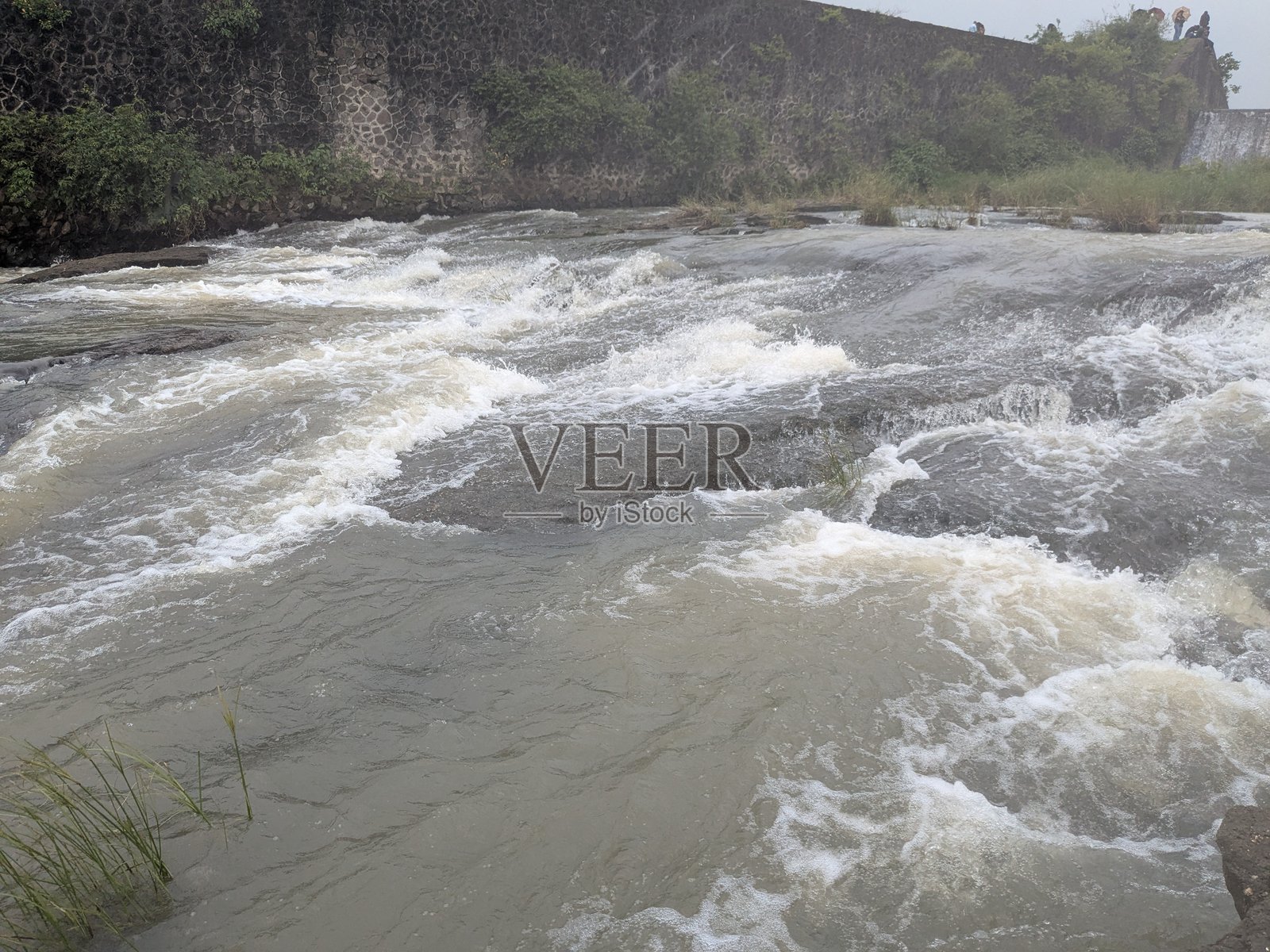 宁静的河湾，四周环绕着森林照片摄影图片