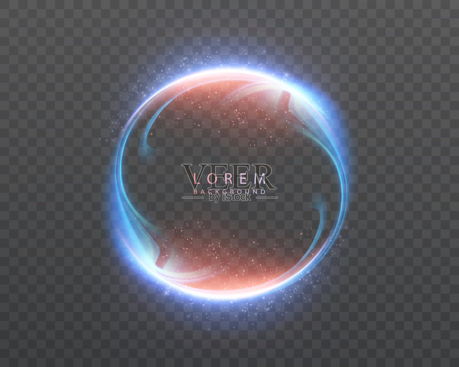 发光的圆形光效，带有蓝色和橙色能量漩涡插画图片素材