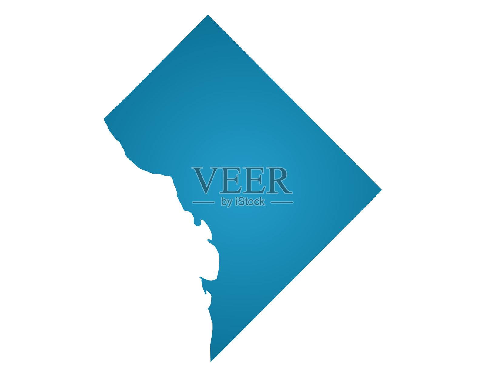 哥伦比亚特区地图，华盛顿特区地图，空白地图，哥伦比亚特区空地图插画图片素材