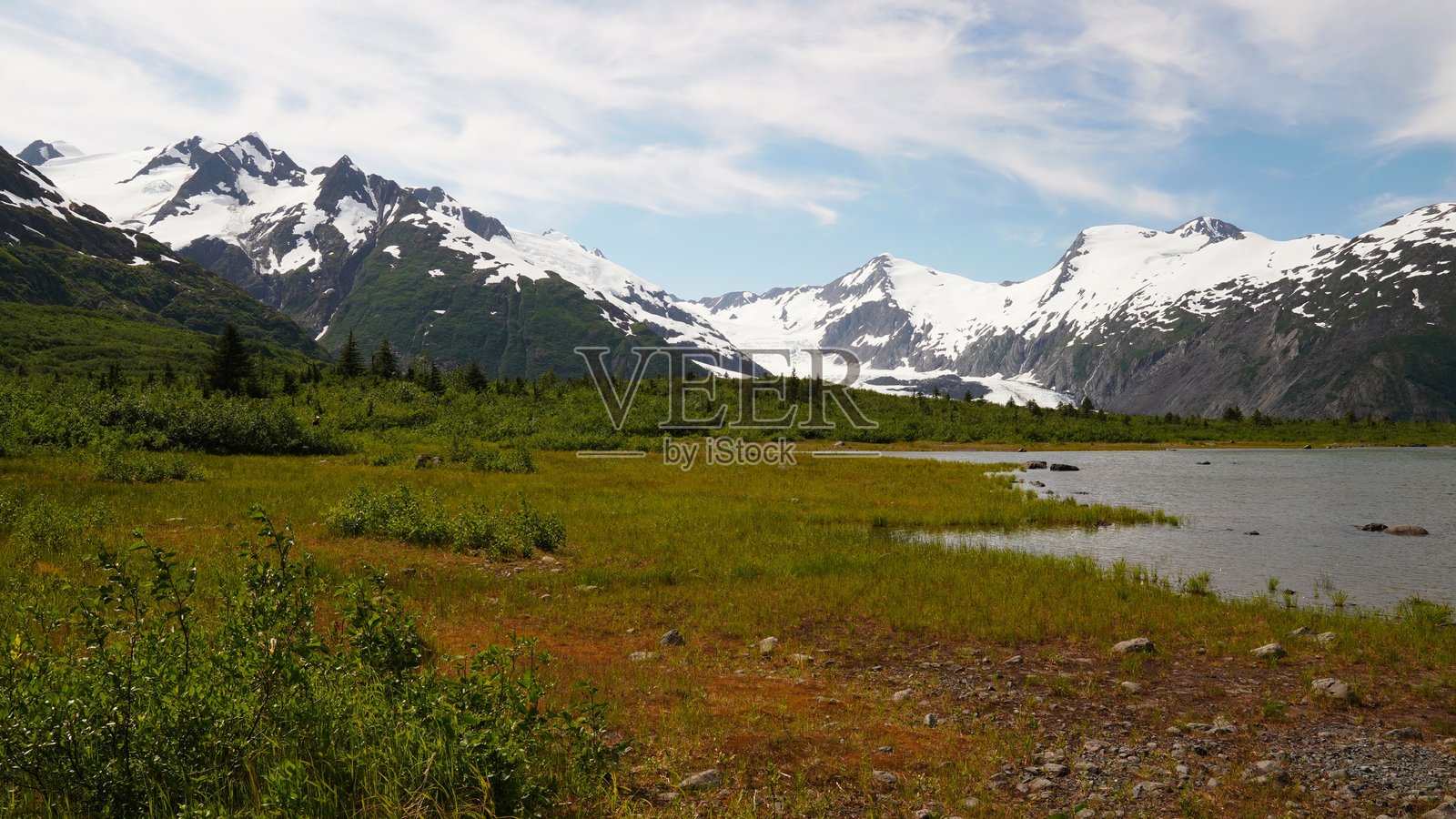 阿拉斯加令人惊叹的波特吉冰川和山脉照片摄影图片