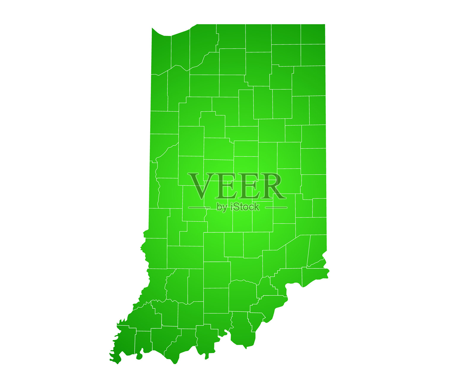 印第安纳州地图。印第安纳州行政区划图。印第安纳州各县地图，印第安纳州空白地图插画图片素材
