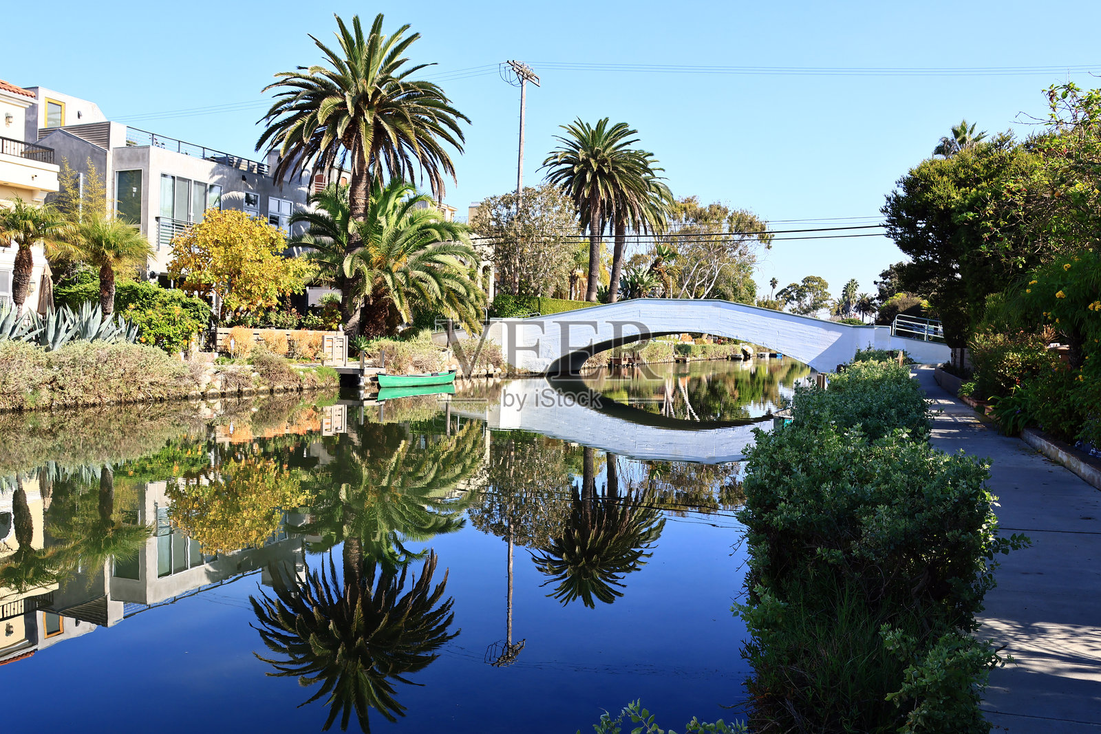 加利福尼亚州洛杉矶:威尼斯运河,威尼斯的历史运河区照片摄影图片