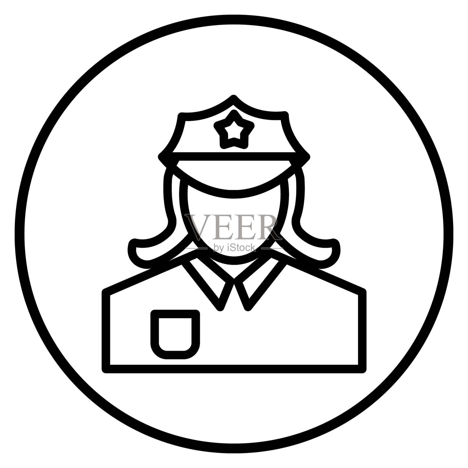 矢量女警图标设计风格插画图片素材