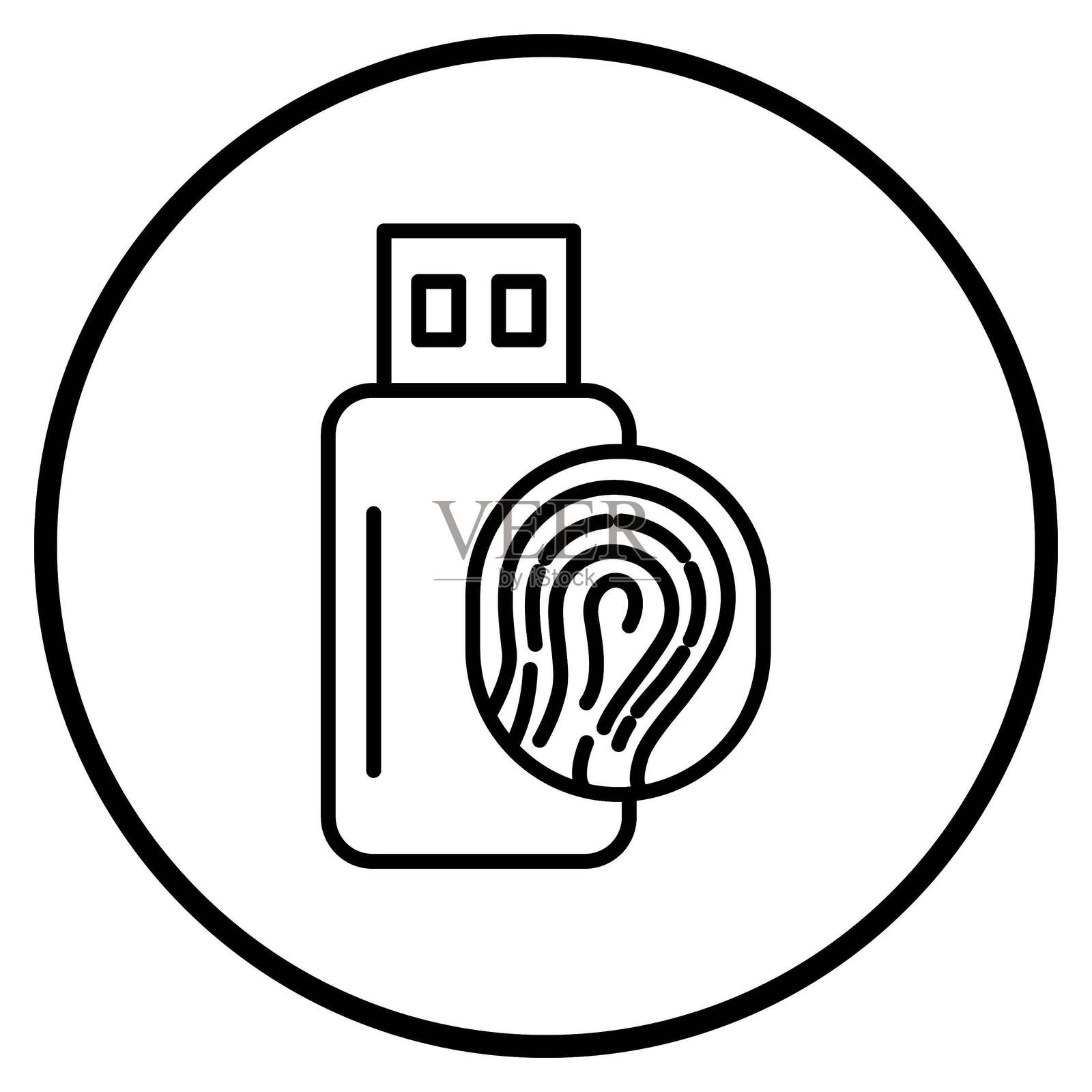 矢量设计 USB 生物识别图标风格插画图片素材