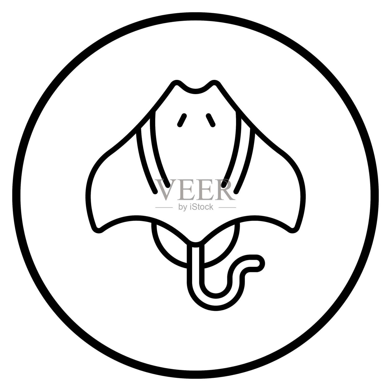 矢量设计鳐鱼图标风格插画图片素材