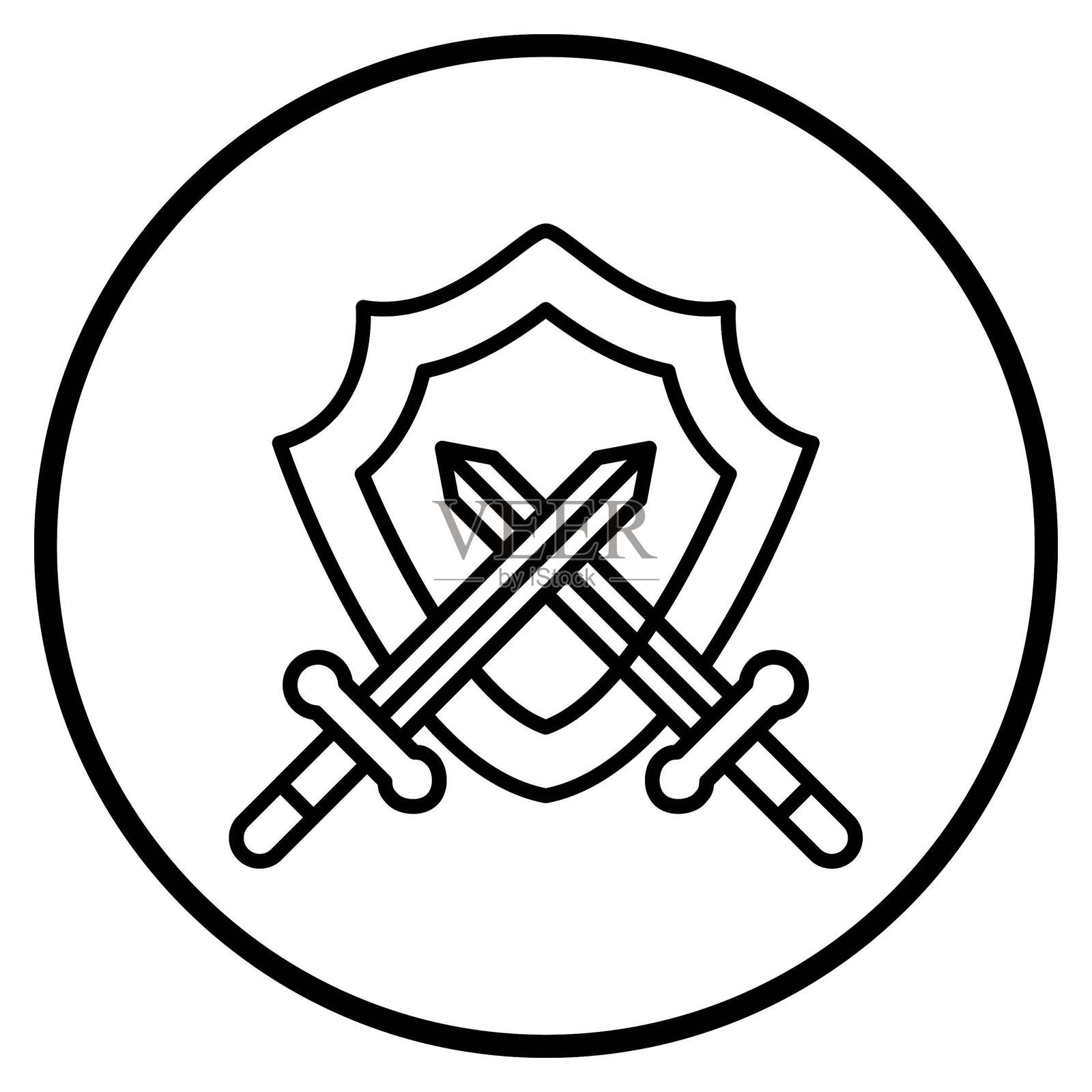 矢量设计，剑与盾图标风格插画图片素材