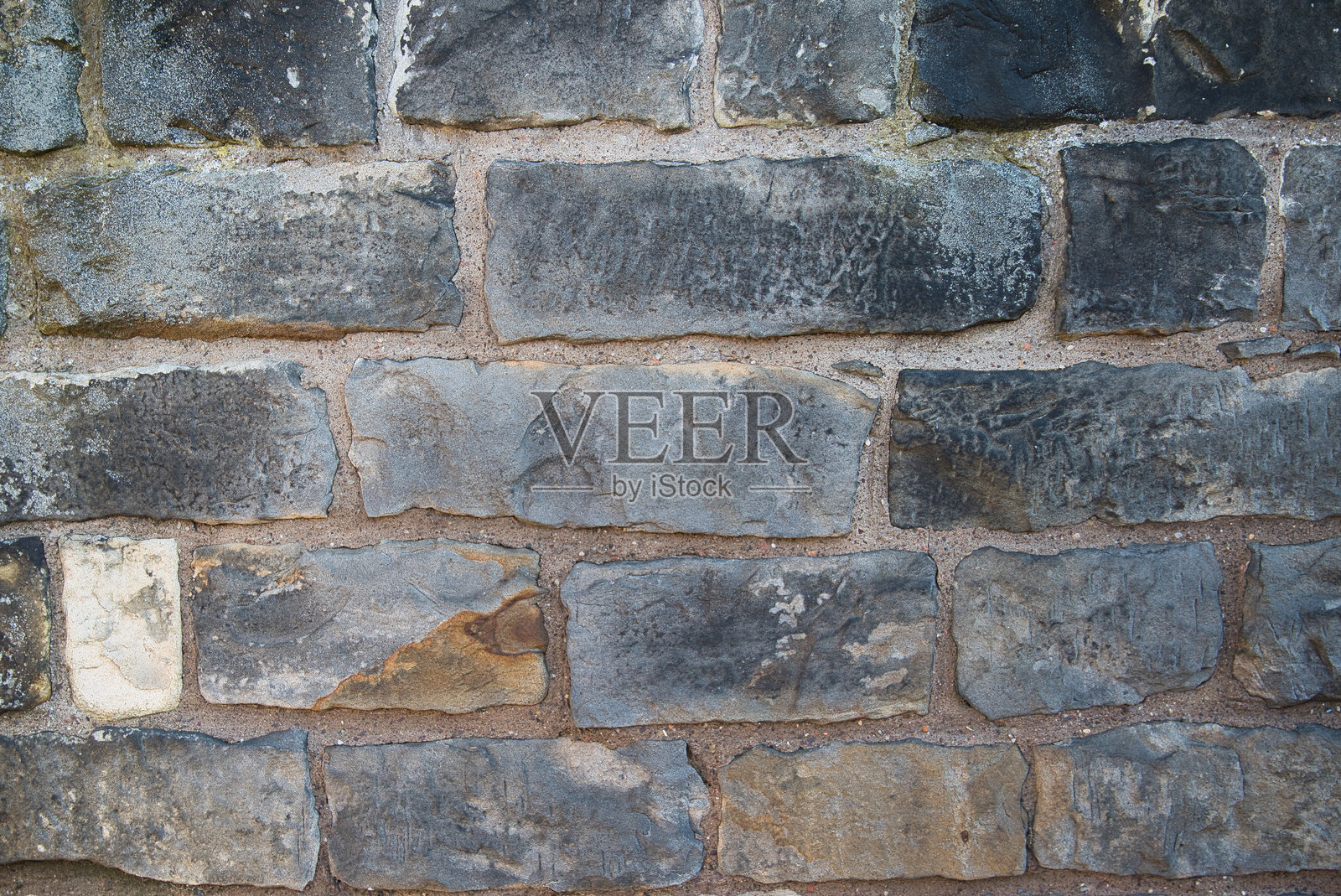 现代灰色石块墙纹理 - 蓝灰色砌体背景照片摄影图片