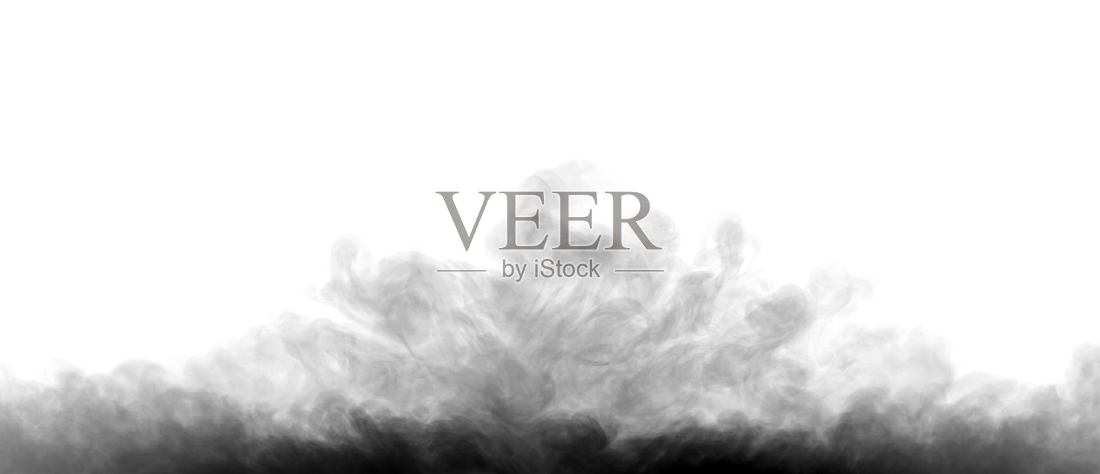 黑烟抽象插画。插画具有纹理表面，带有重叠的烟雾效果，孤立在白色背景上。照片摄影图片