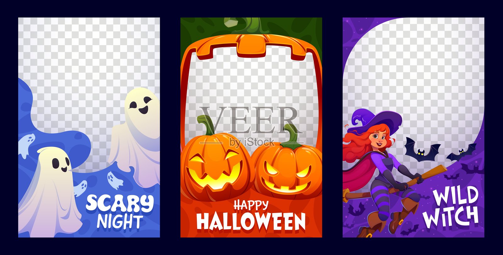 万圣节相框社交媒体帖子模板插画图片素材