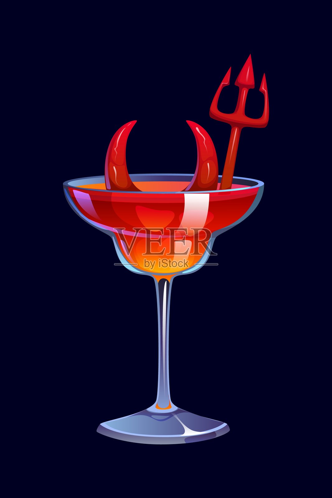 卡通万圣节鸡尾酒杯，内含红色饮品插画图片素材