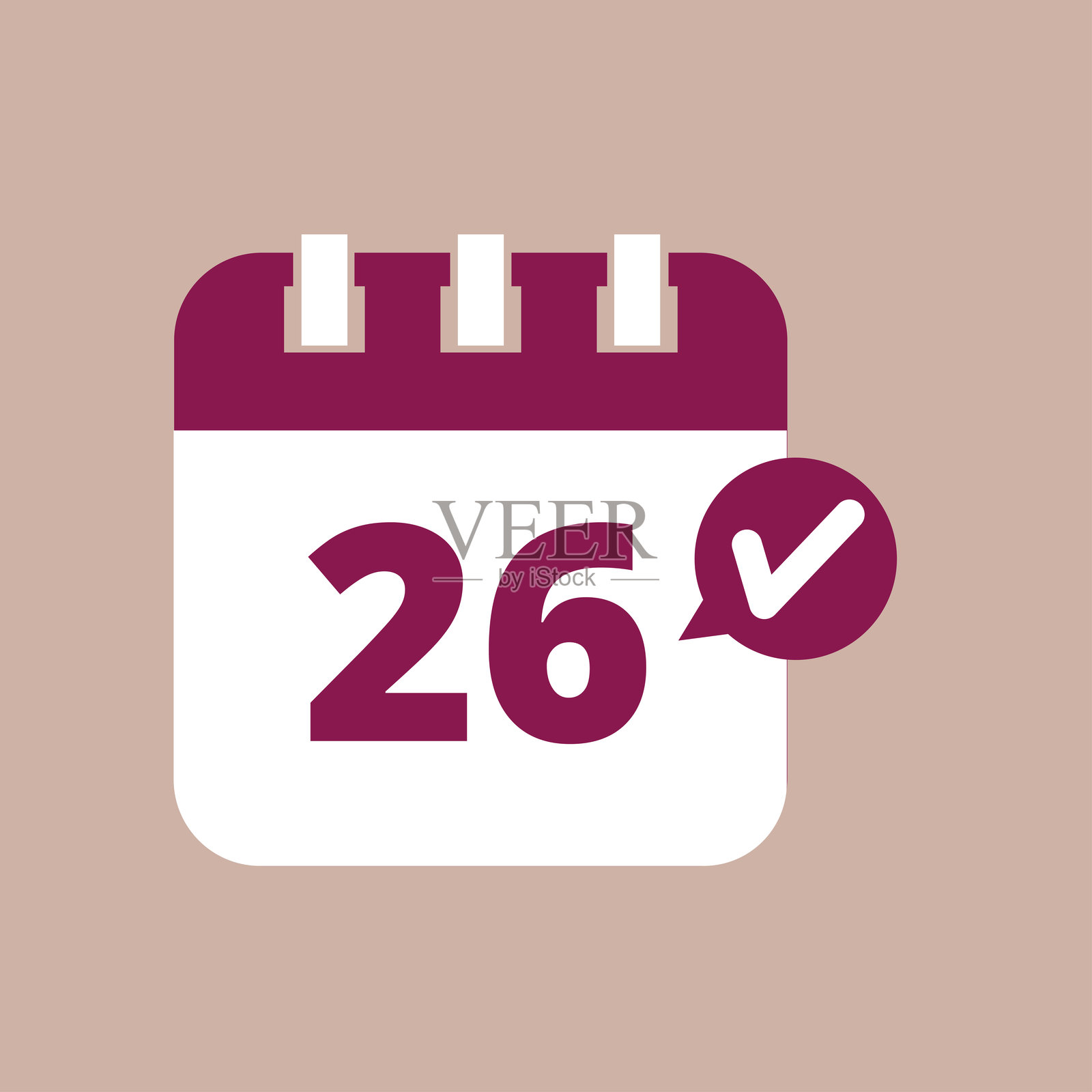 日历扁平图标，26日插画图片素材