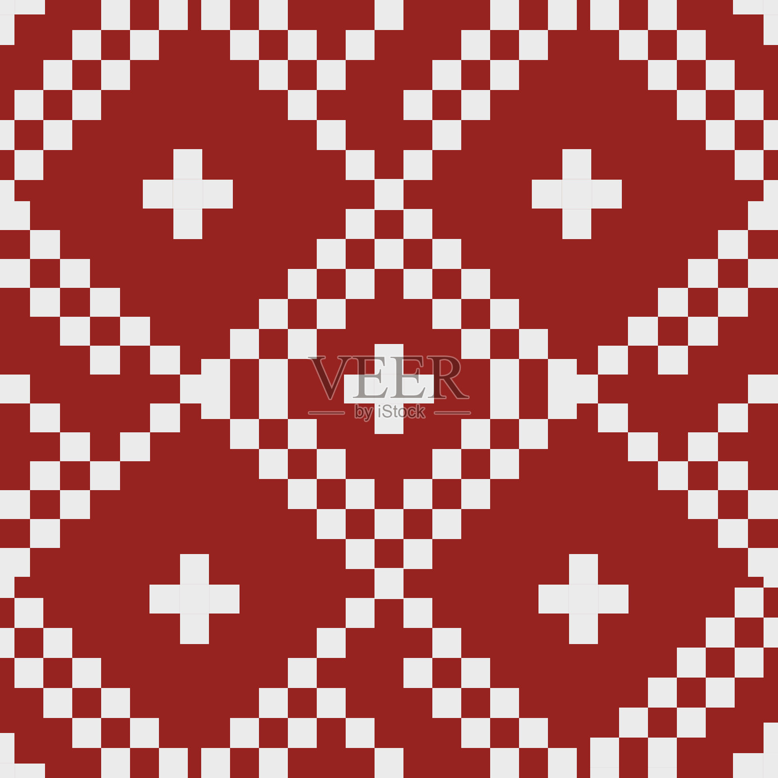 带有红色3D瑞士十字图标的无缝几何图案插画图片素材