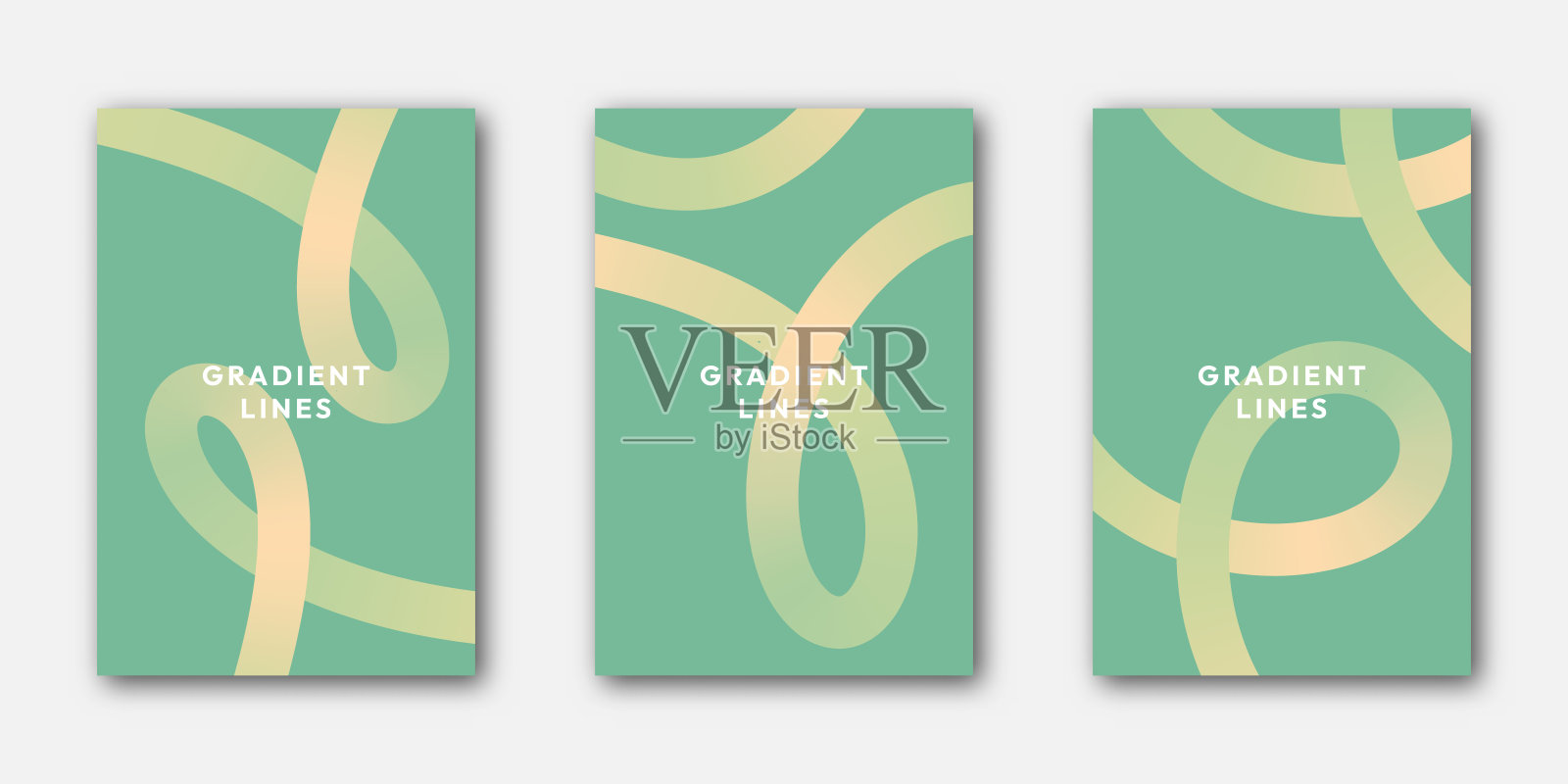 抽象背景，带有用于背景设计的波浪渐变线条集插画图片素材