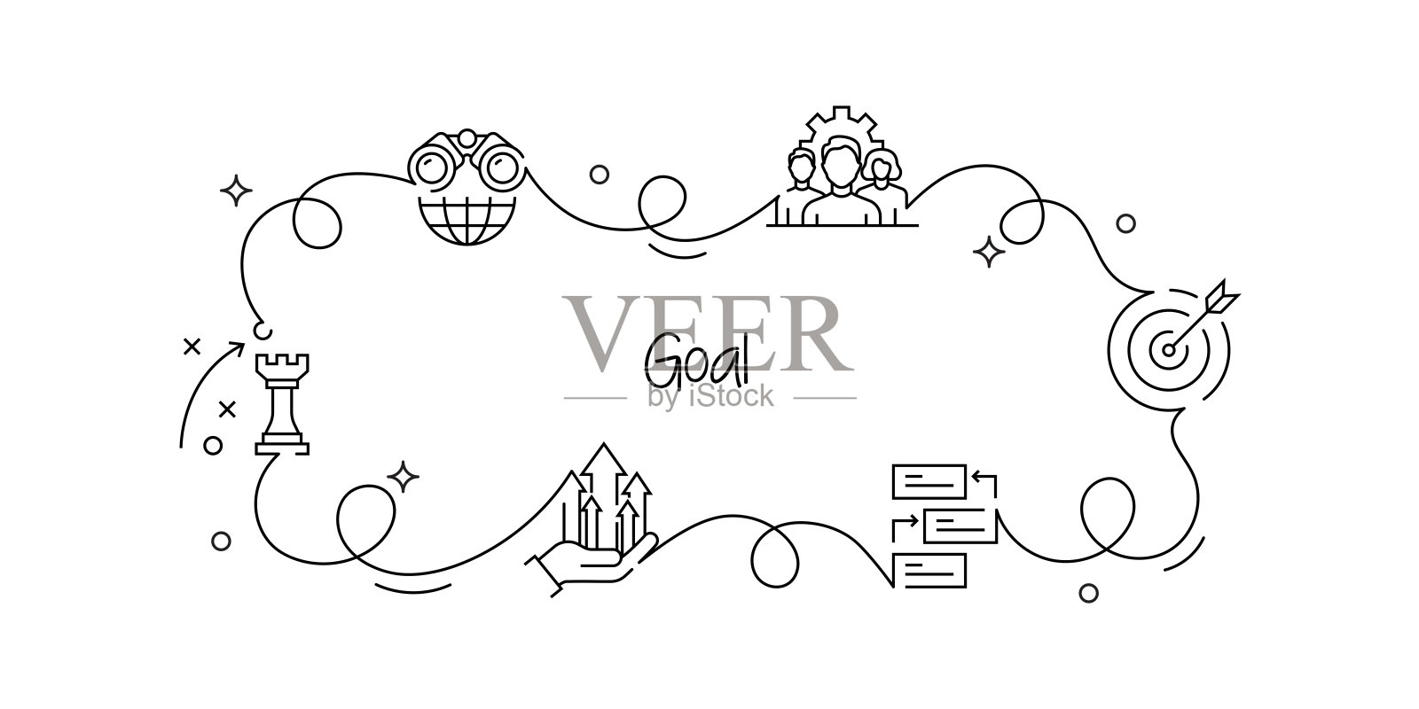 连续线条画目标横幅设计插画图片素材