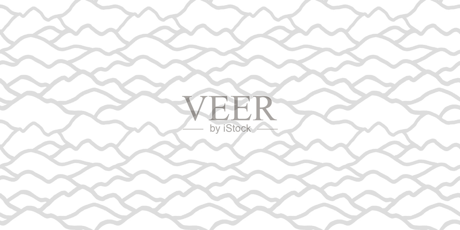 手绘山脉无缝图案，自然宁静风格插画图片素材