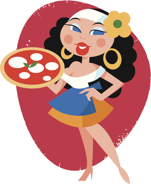 披萨的女孩图片下载