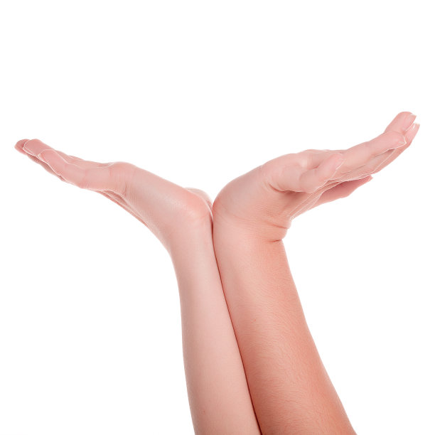 女人的手放在白色的背景上图片下载