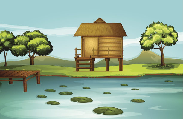 河边的小屋图片下载