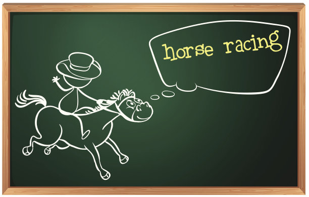 黑板上画着一个正在赛马的男孩图片下载