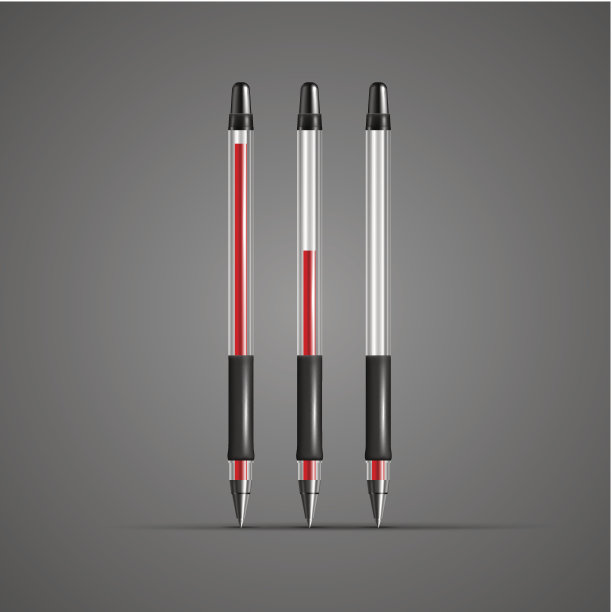 一套矢量透明红色凝胶笔图片下载