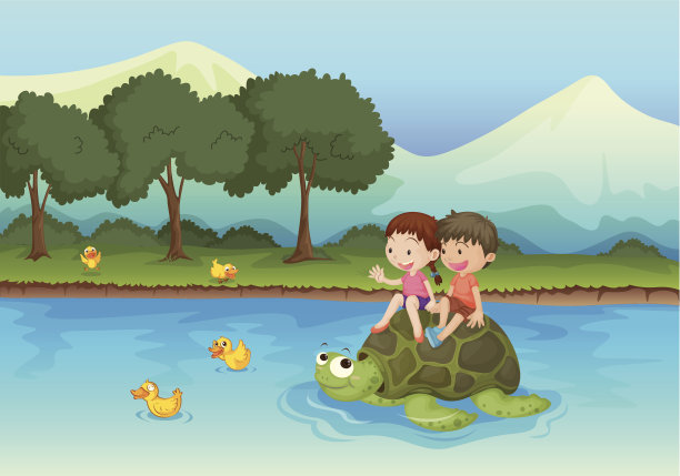 孩子们在乌龟图片下载