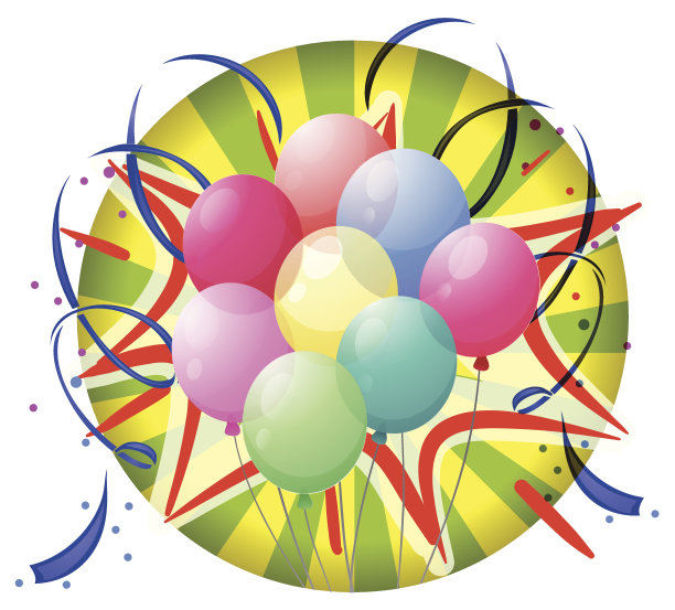 气球和五彩纸屑纺车图片下载