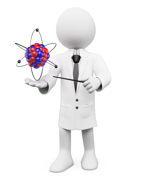 3 d白人。研究原子的物理学教授图片下载