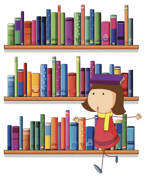 女孩把书放在头顶上保持平衡图片下载