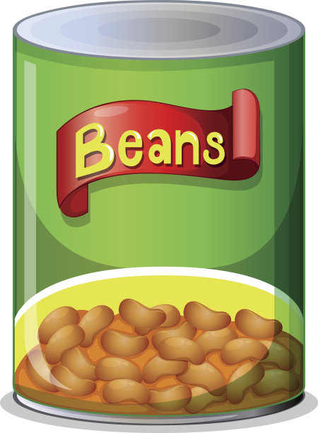 一个绿色的烤豆子罐头，下面有他们的照片图片下载