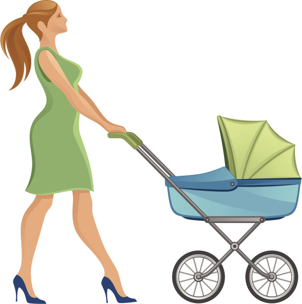 母亲与婴儿推车图片下载