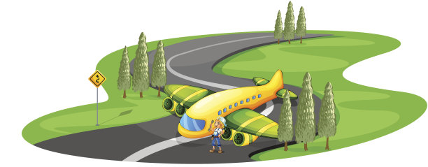 一架飞机停在路边，旁边是一个年轻女孩图片下载