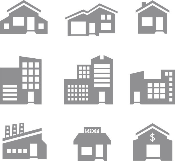 建筑物图标-灰色图片下载