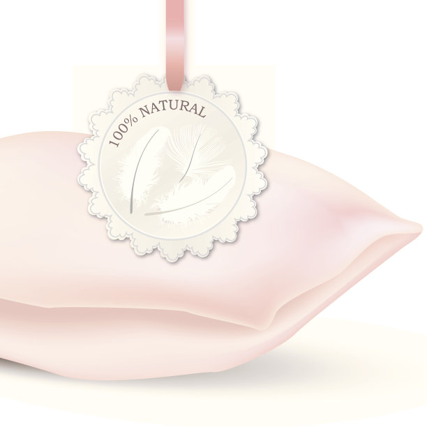 枕头。天然材料标签。图片下载