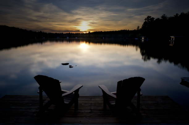 湖上日落图片下载