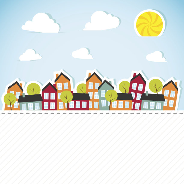 纸横幅与小镇图片下载