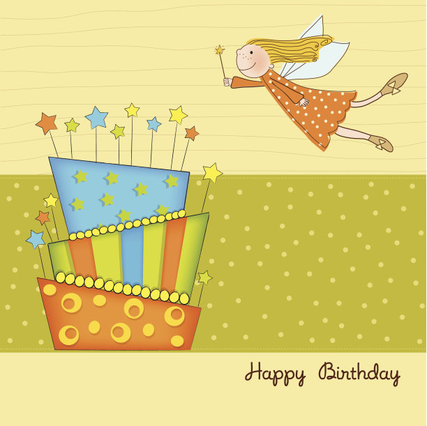 带小仙女的生日贺卡图片下载