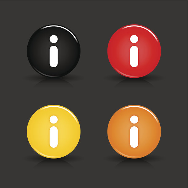 信息标志亮黑红黄橙按钮圆图标图片下载